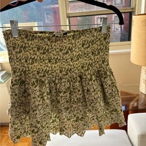 Floral Green Skirt Zara